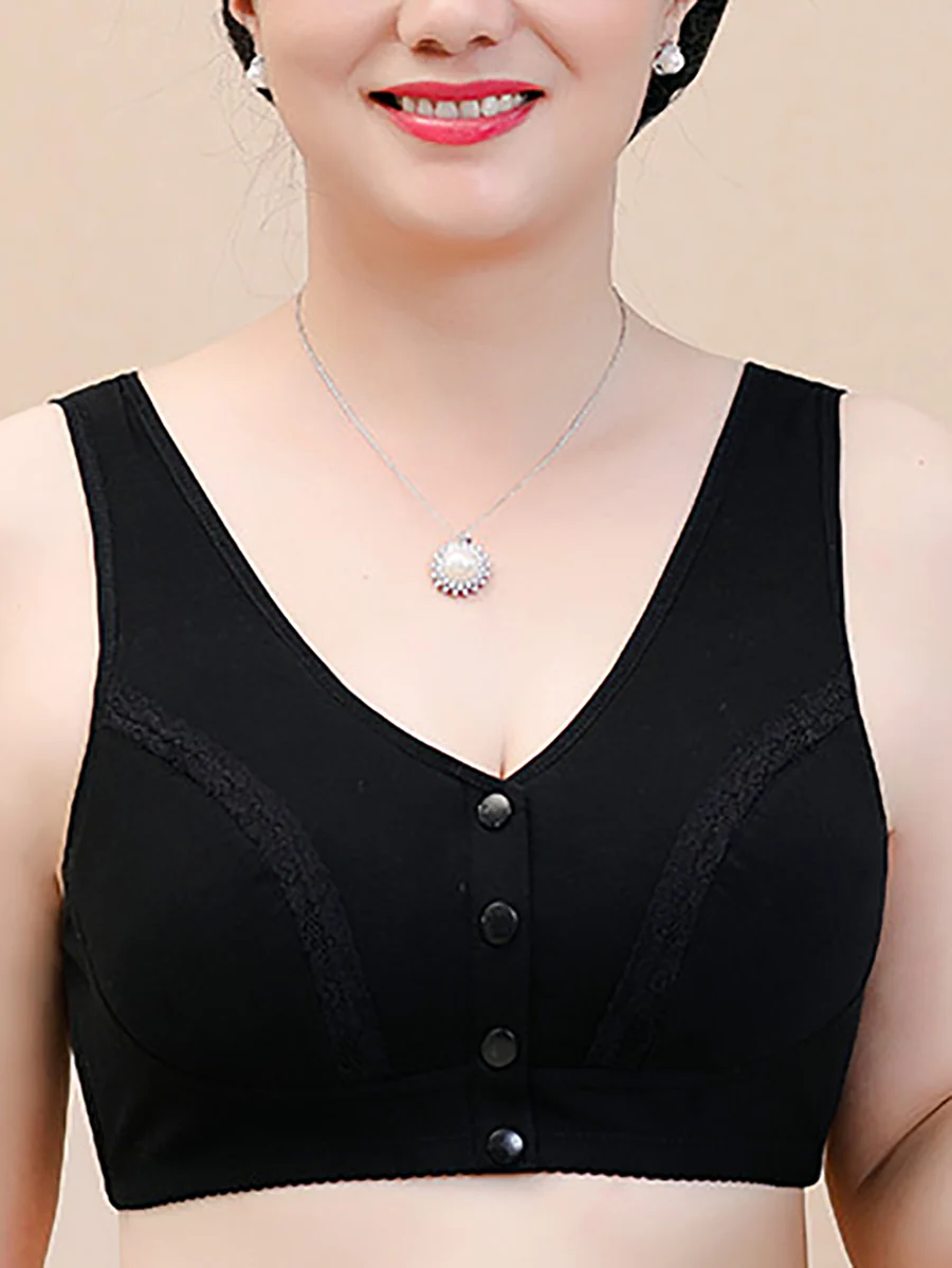 3 Pieces Women Artsy Pure Color Front-buckle Wireless Bra - Image 6