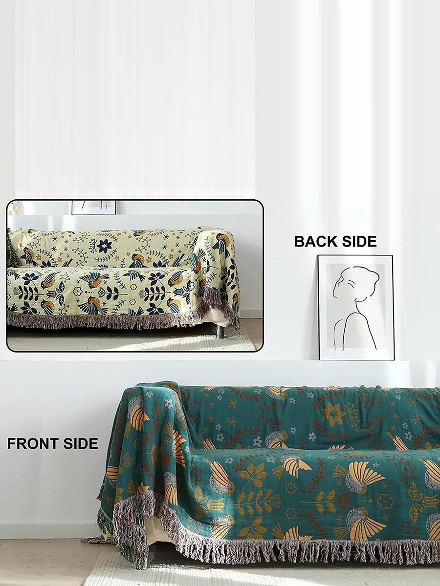 4 Layers Cotton Queen Sofa Throw Boho Throw Blanket - Image 11