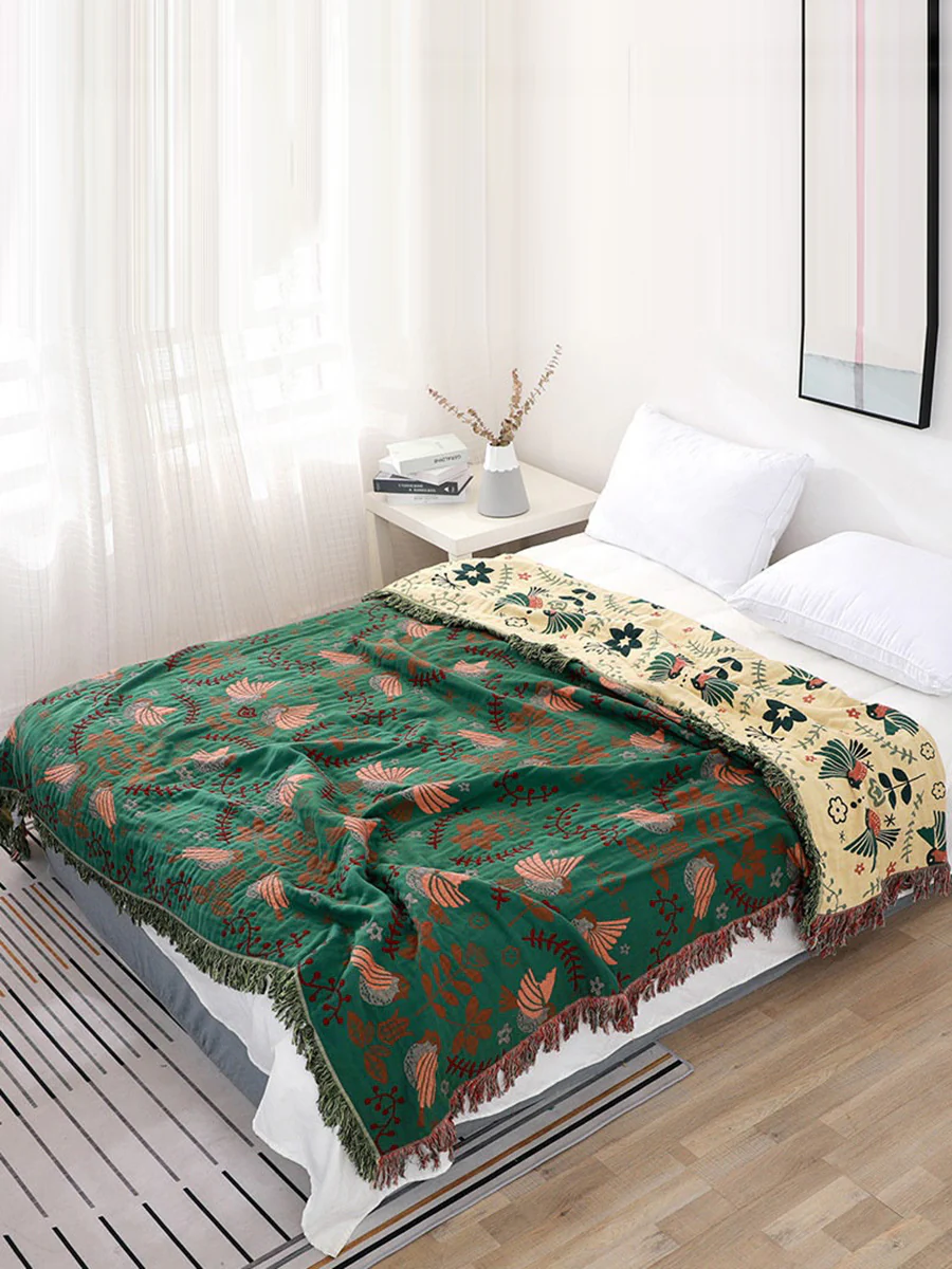 4 Layers Cotton Queen Sofa Throw Boho Throw Blanket - Image 4
