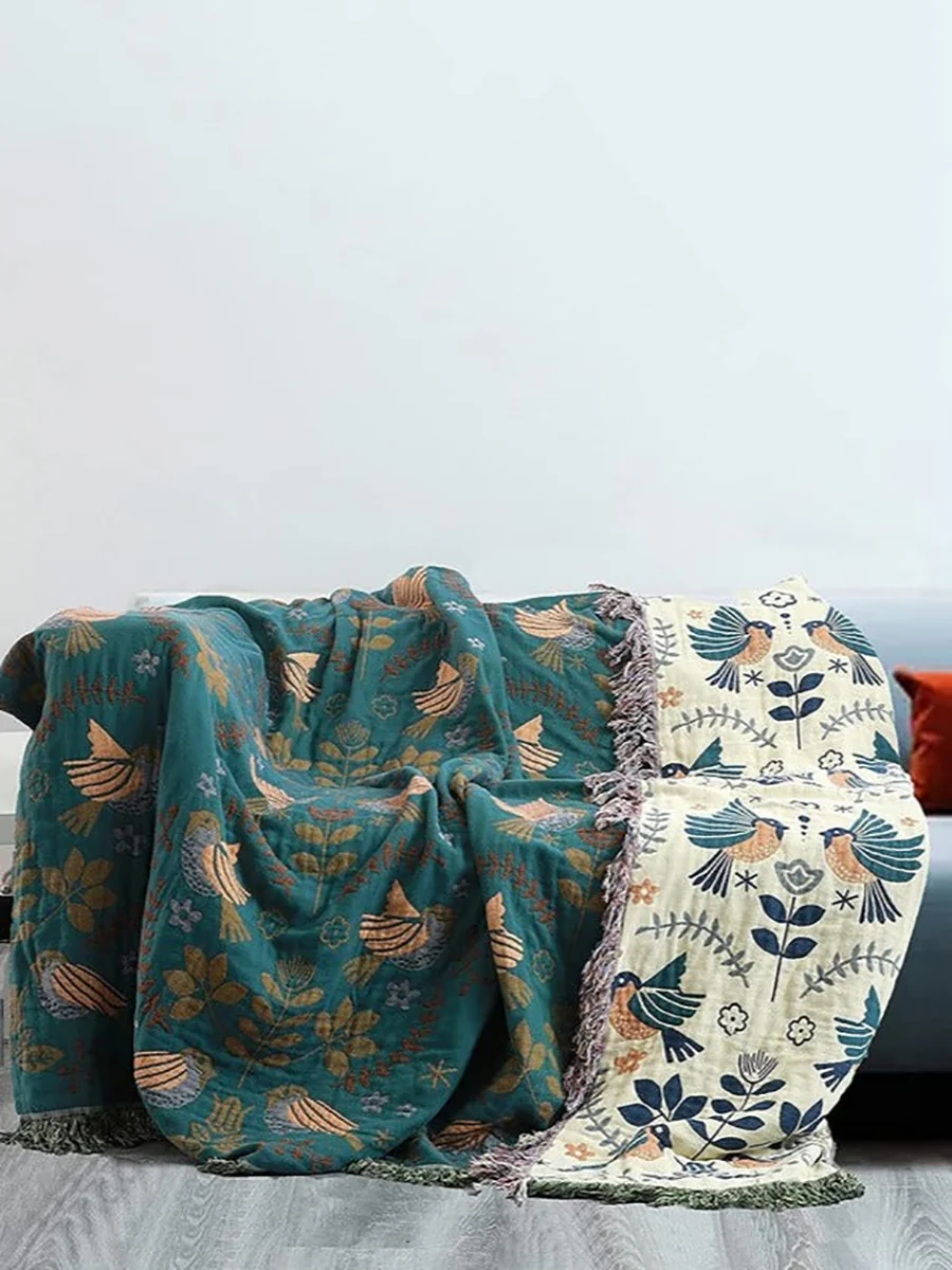 4 Layers Cotton Queen Sofa Throw Boho Throw Blanket - Image 5