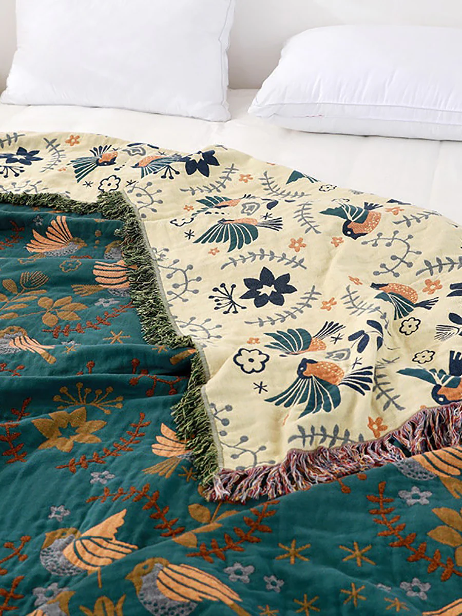 4 Layers Cotton Queen Sofa Throw Boho Throw Blanket - Image 7