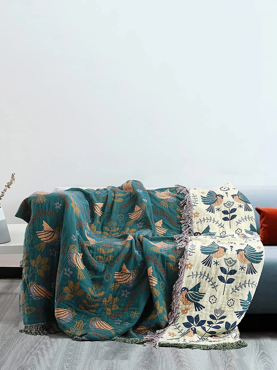 4 Layers Cotton Queen Sofa Throw Boho Throw Blanket - Image 8