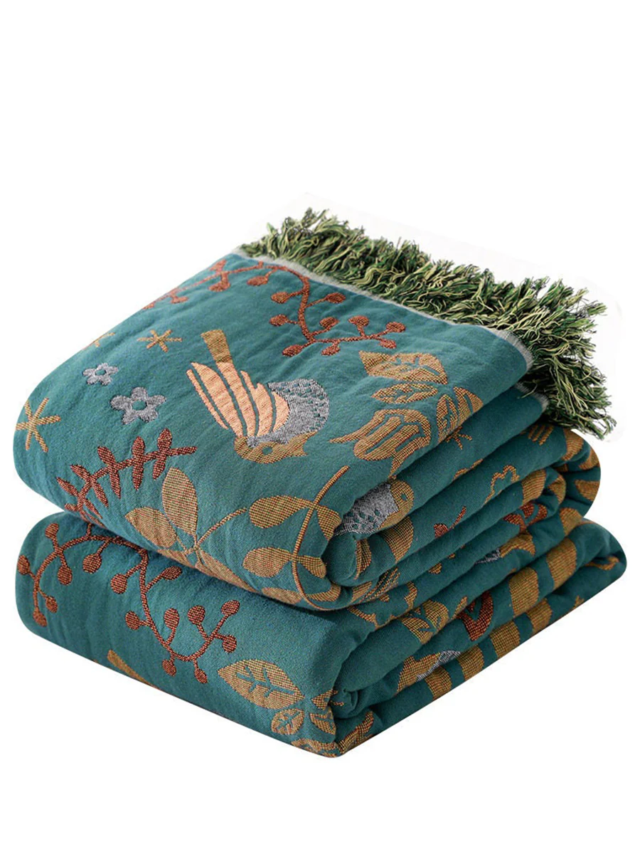 4 Layers Cotton Queen Sofa Throw Boho Throw Blanket - Image 9