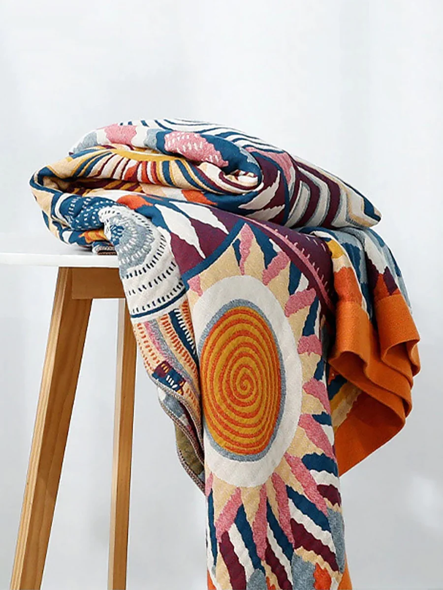 5 Layers Cotton Queen Throw Bed Cover 100% cotton Muslin Sofa Throw Boho Decor - Image 3