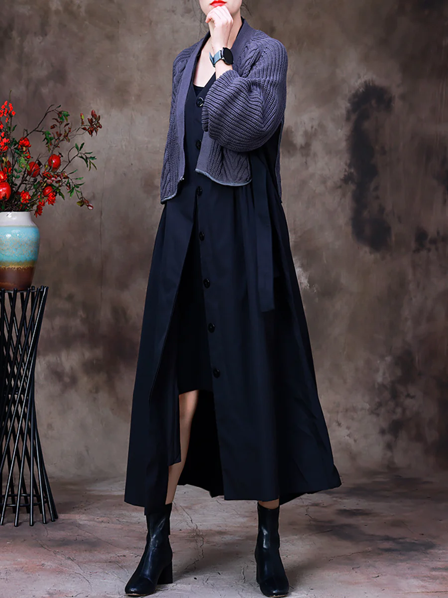 Autumn Women Knitted Stitching Fake Two-Piece Coat - Image 7