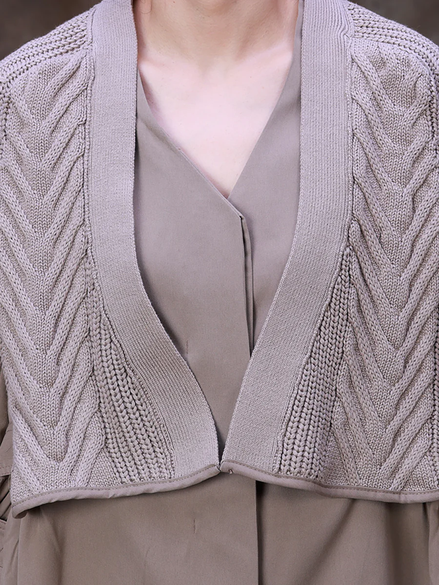 Autumn Women Knitted Stitching Fake Two-Piece Coat - Image 8