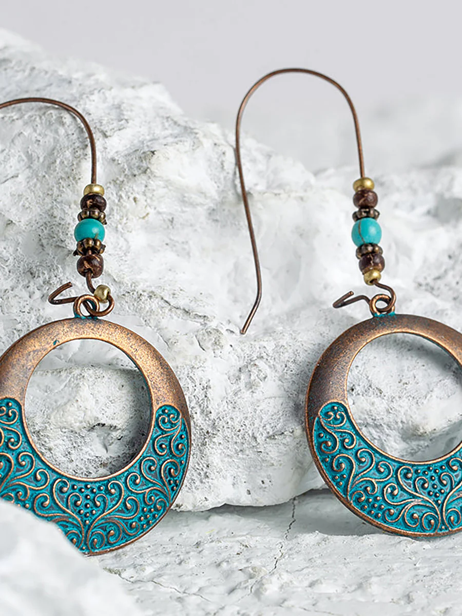 (2 pairs)Bohemian Alloy Engraving Exquisite Pattern Earrings - Image 10