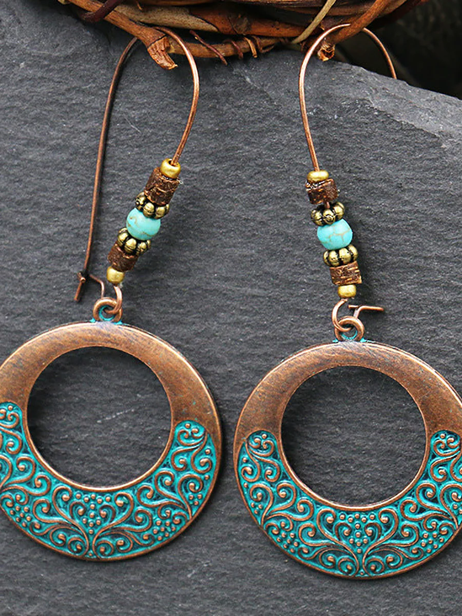 (2 pairs)Bohemian Alloy Engraving Exquisite Pattern Earrings - Image 5