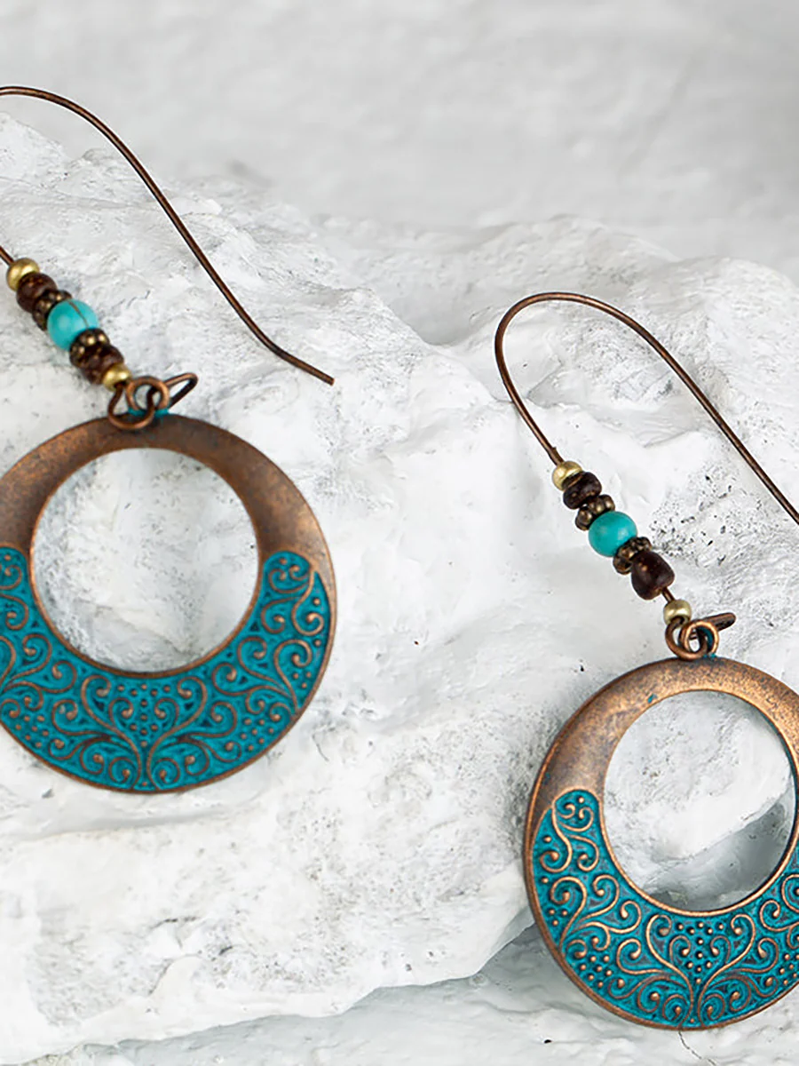 (2 pairs)Bohemian Alloy Engraving Exquisite Pattern Earrings - Image 7