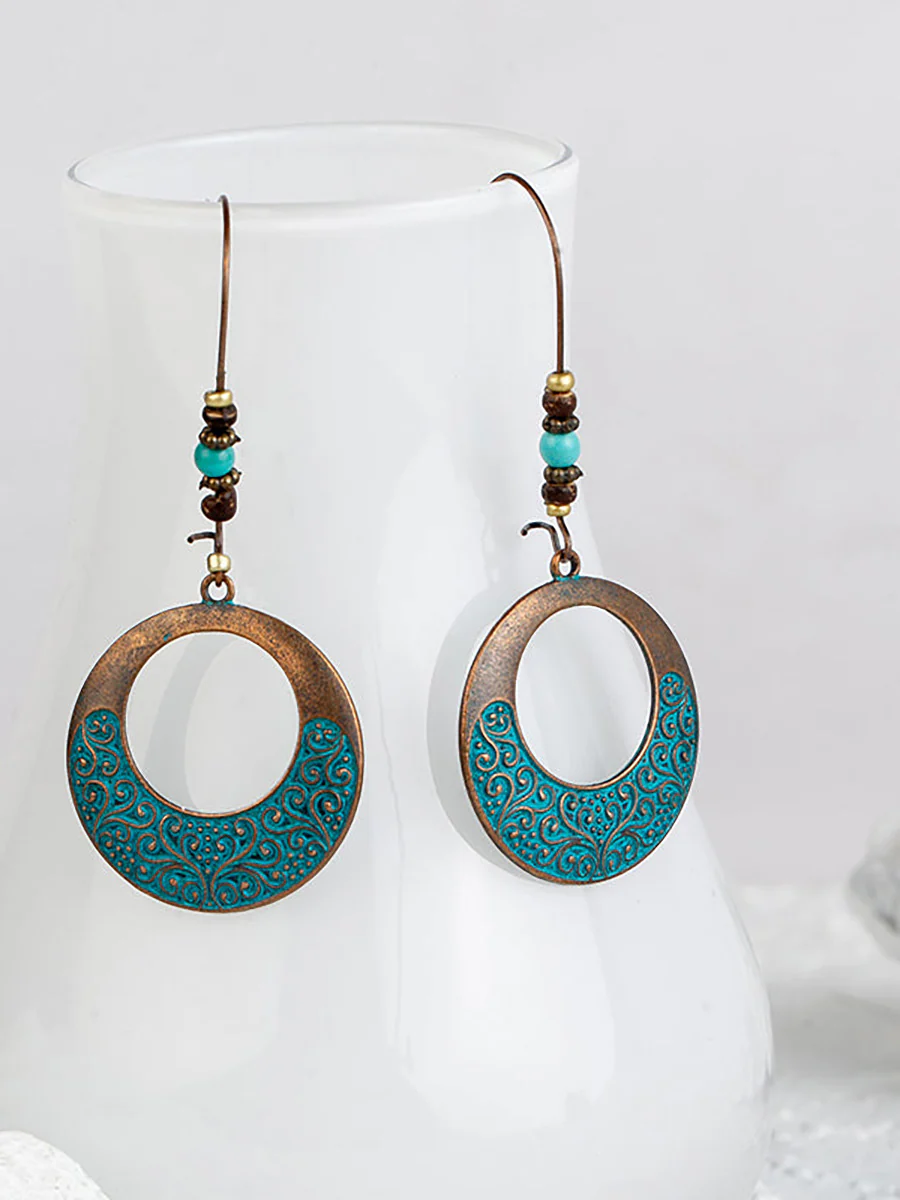(2 pairs)Bohemian Alloy Engraving Exquisite Pattern Earrings - Image 9