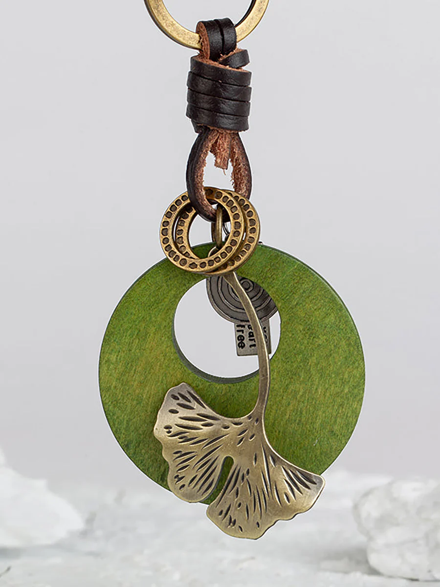 Buykud Ginkgo Leaf Simple Personality Retro Car Keychain - Image 10