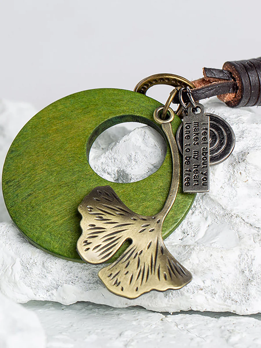 Buykud Ginkgo Leaf Simple Personality Retro Car Keychain - Image 11