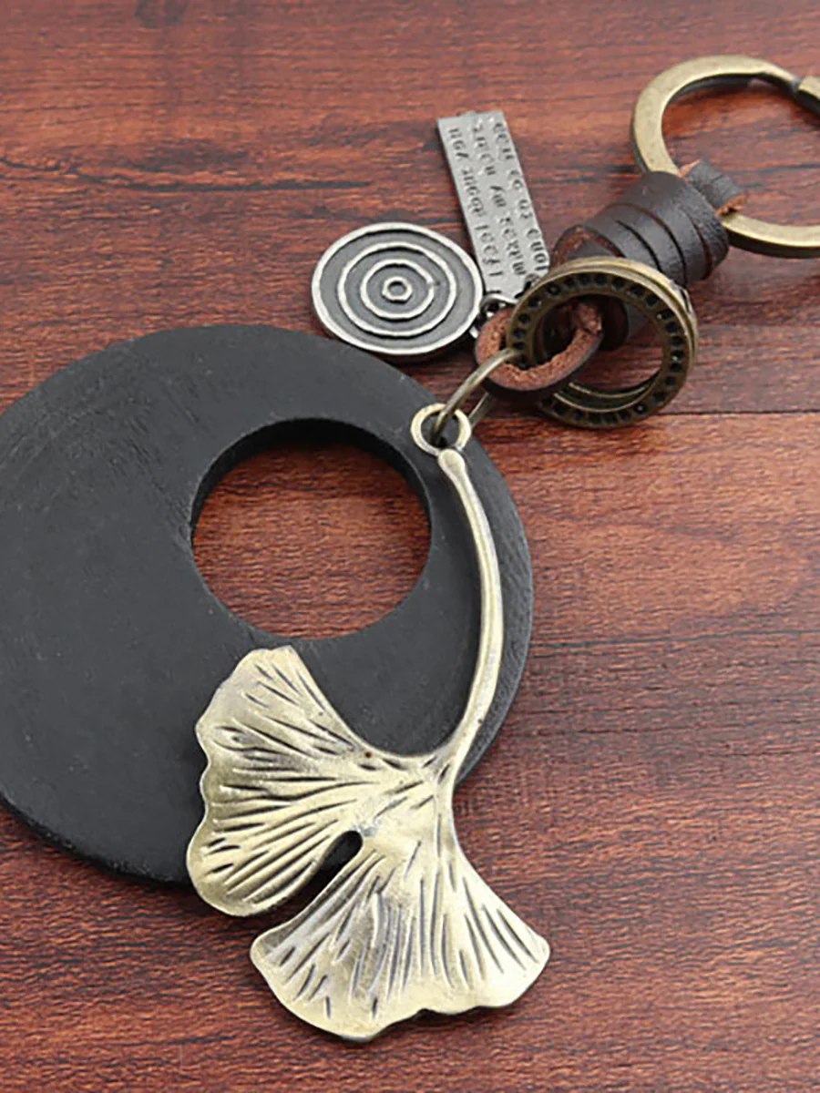 Buykud Ginkgo Leaf Simple Personality Retro Car Keychain - Image 13