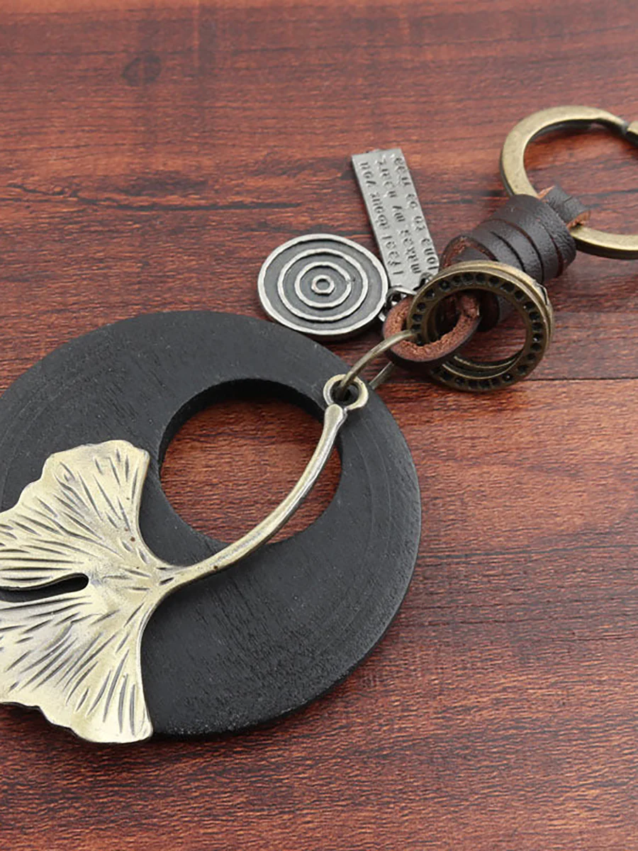 Buykud Ginkgo Leaf Simple Personality Retro Car Keychain - Image 14