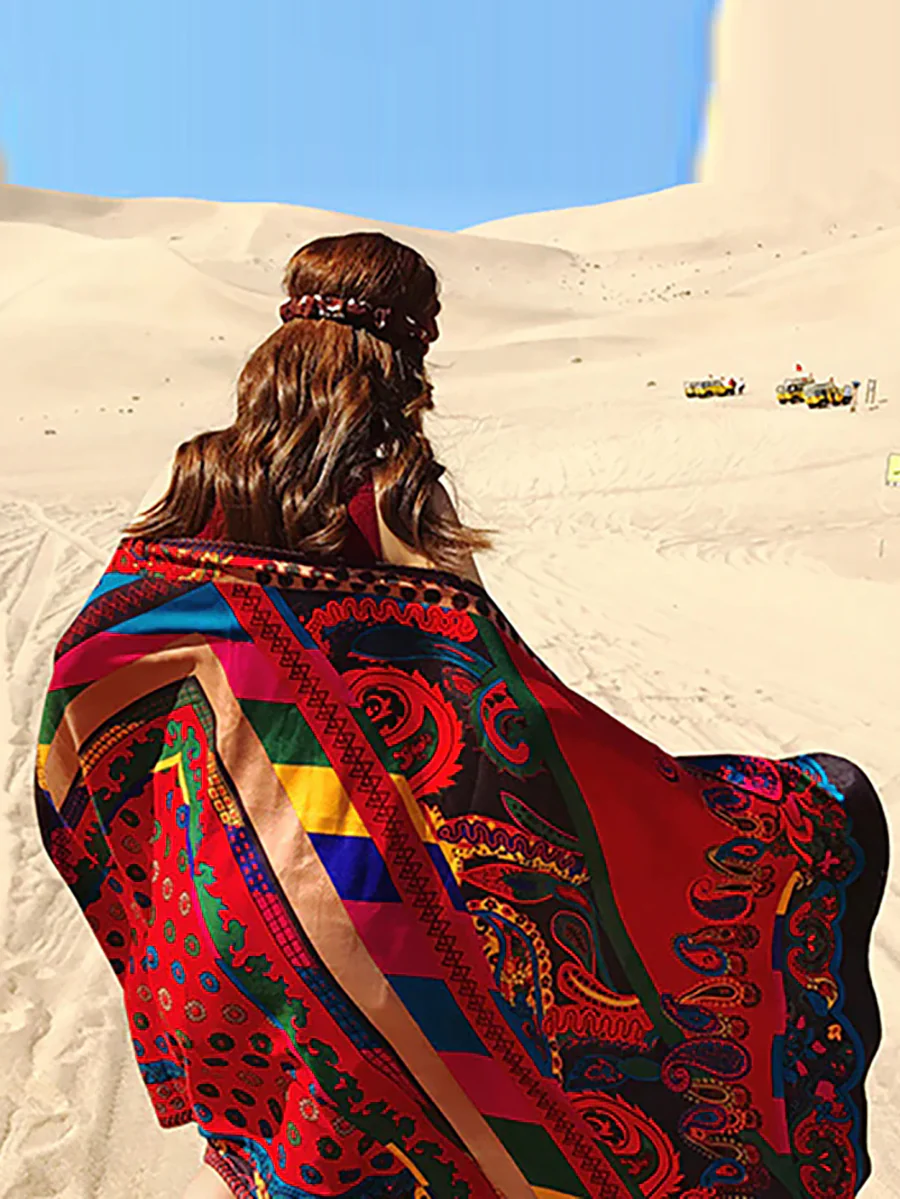 Buykud Seaside Vacation Printed Tassel Sunscreen Scarf - Image 3
