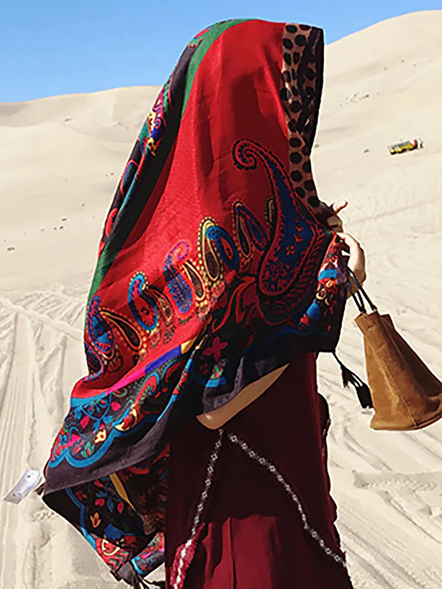Buykud Seaside Vacation Printed Tassel Sunscreen Scarf - Image 4