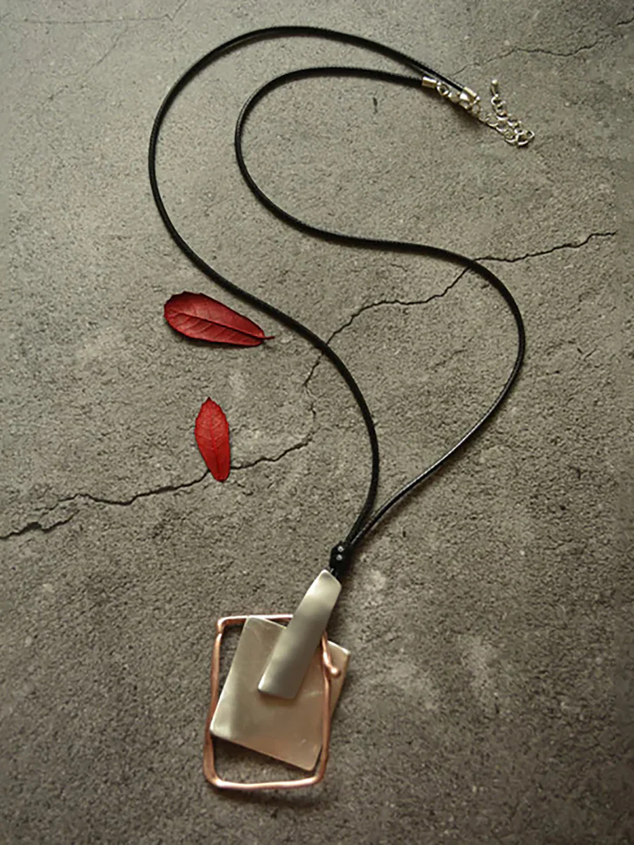 Buykud Simple Casual Geometric Pendant Long Necklace - Image 5