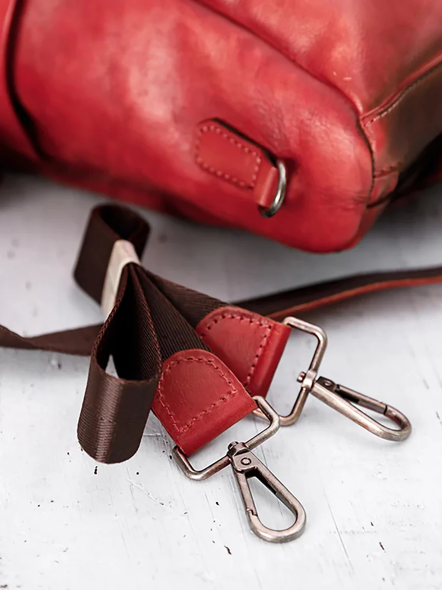 Casual Travel Color Matching Leather Backpack - Image 13