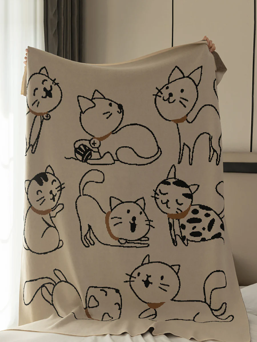 Cat Prints 100% Cotton Children Four Summer Nap Blanket - Image 6
