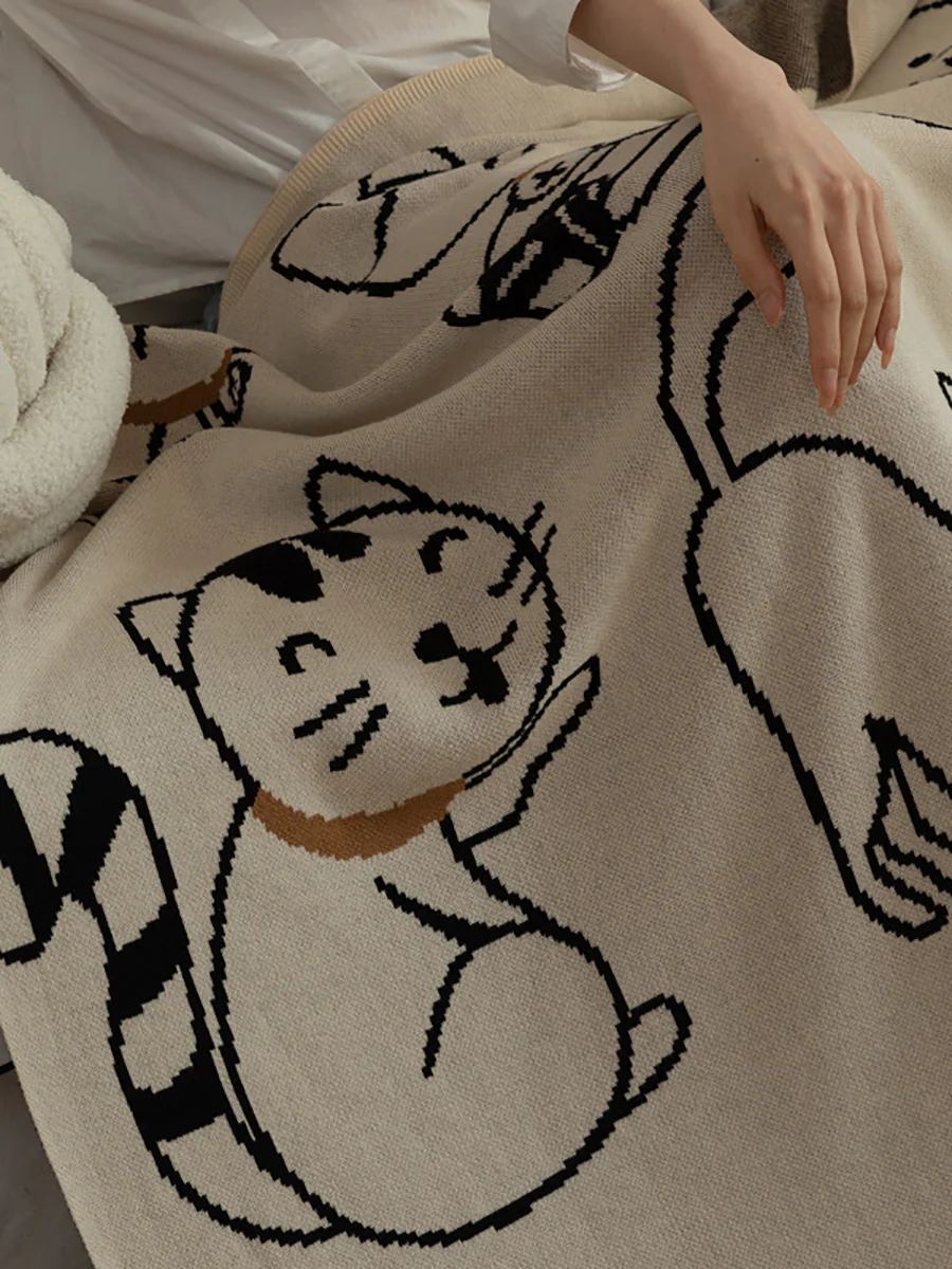 Cat Prints 100% Cotton Children Four Summer Nap Blanket - Image 8
