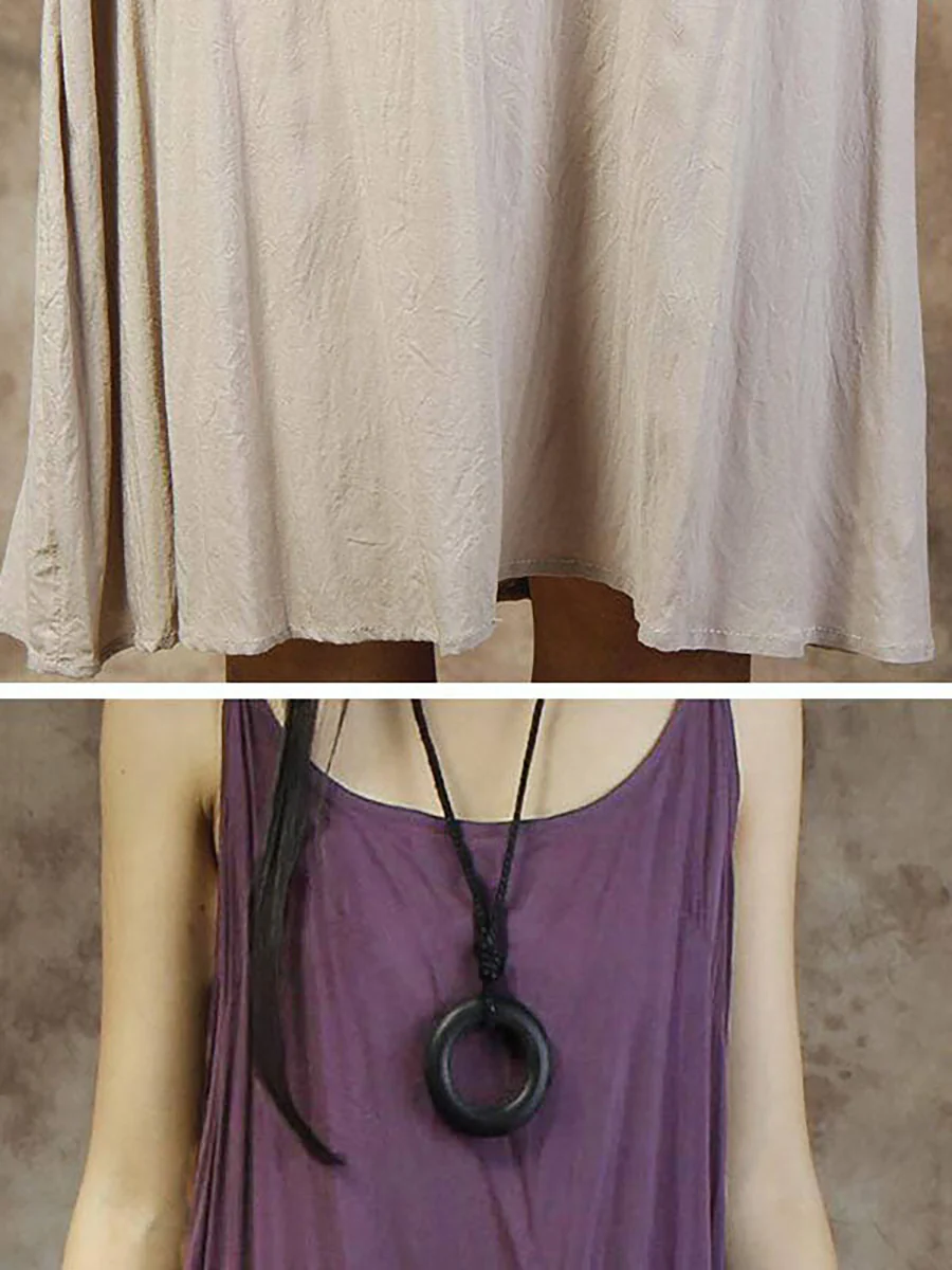 Plus Size Women Solid Color Cotton Vest Dress - Image 8