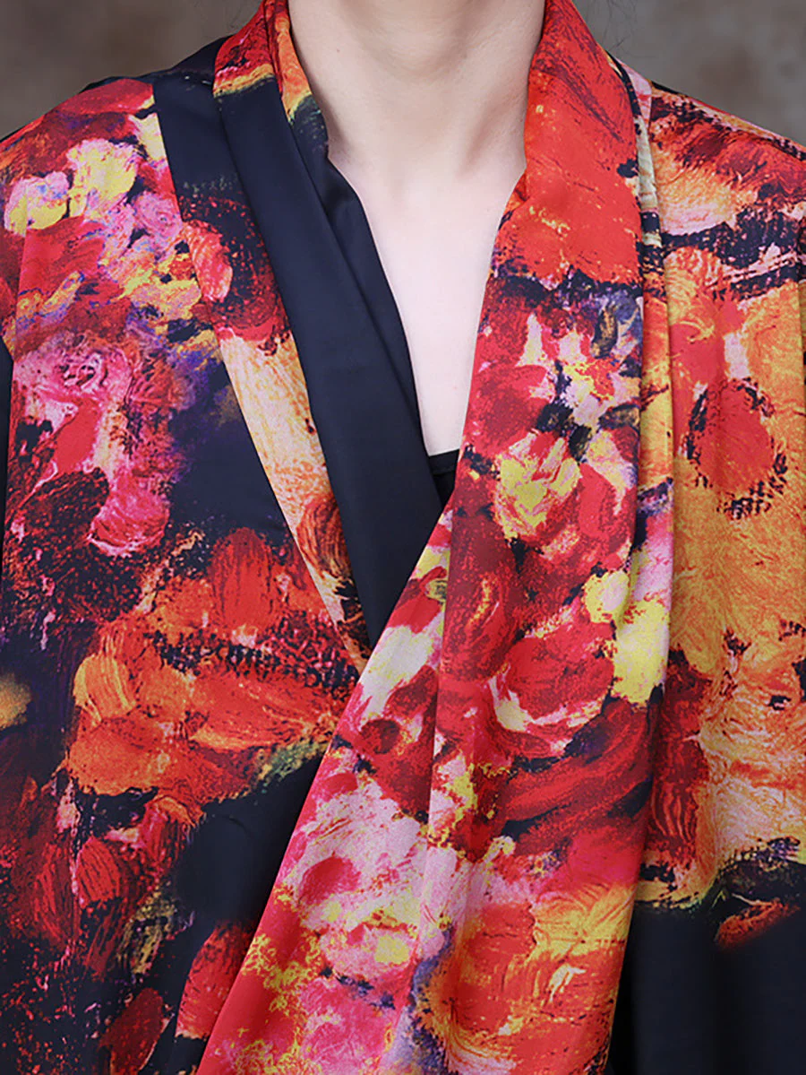 Plus Size -Drape Floral Vintage Women Retro Maxi Dress - Image 9