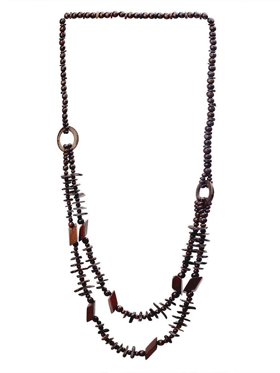 Ethnic Colorful Bead Wooden Knitted Necklace - Image 4