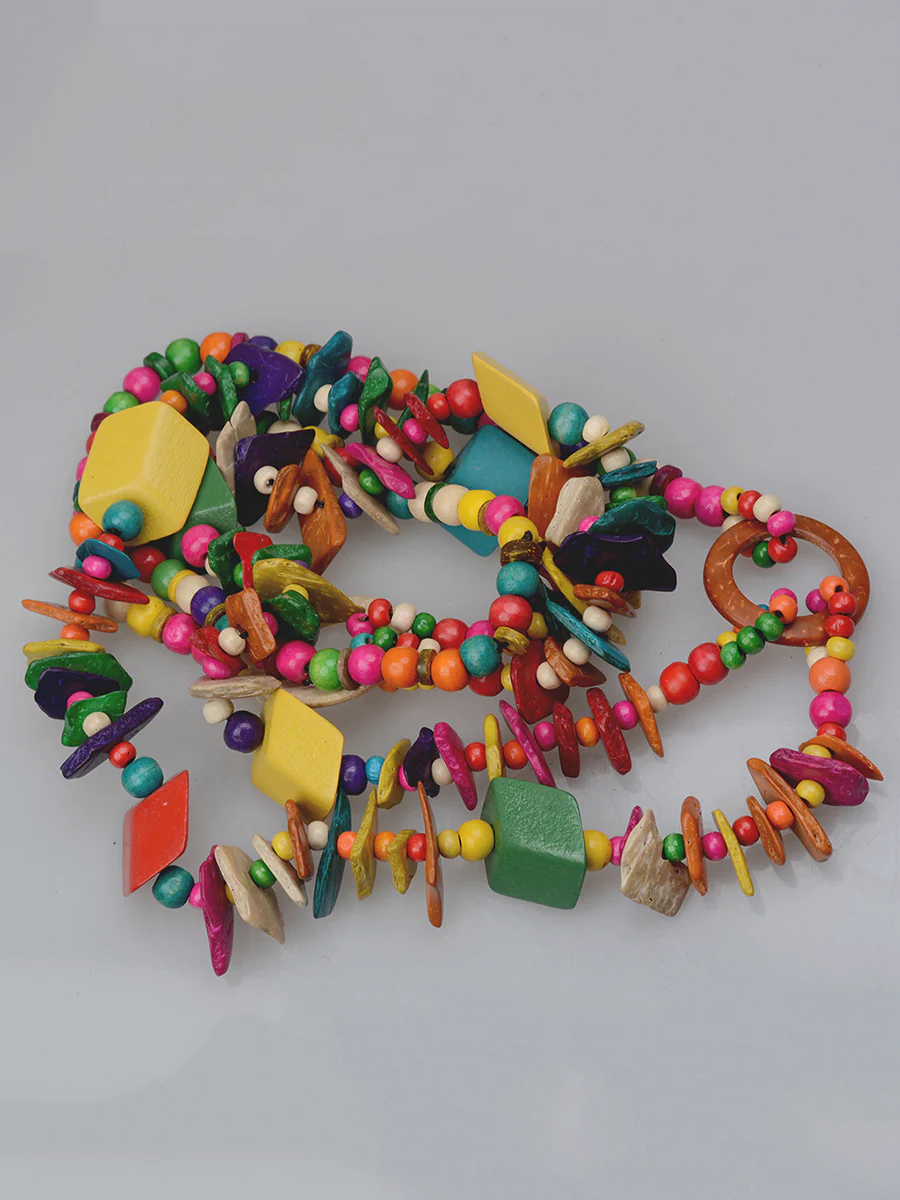 Ethnic Colorful Bead Wooden Knitted Necklace - Image 5