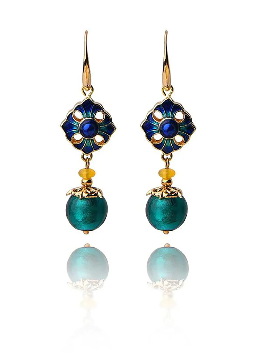 Ethnic Handmade Glaze Cloisonne Quality Drop Earrings - Image 4
