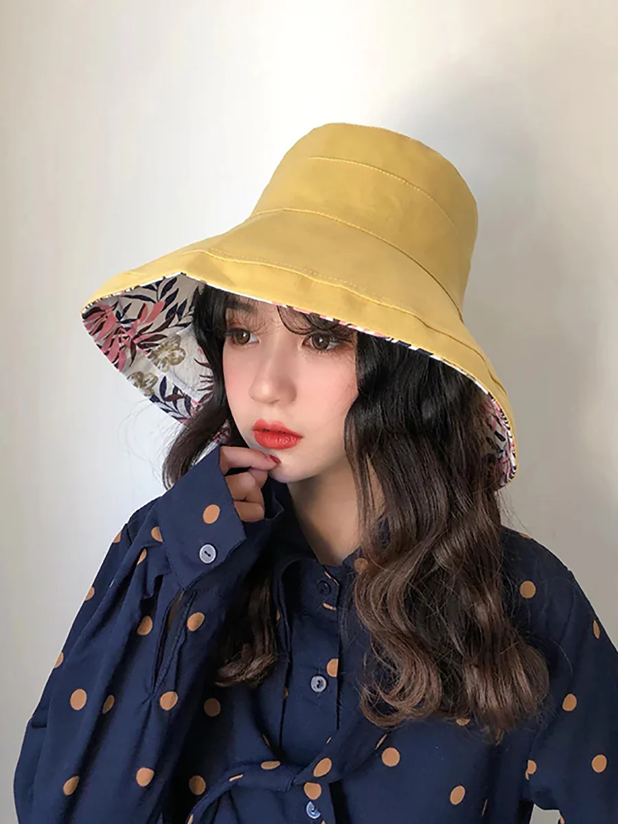Female Summer Sun Hat Solid Color Foldable Hat - Image 12