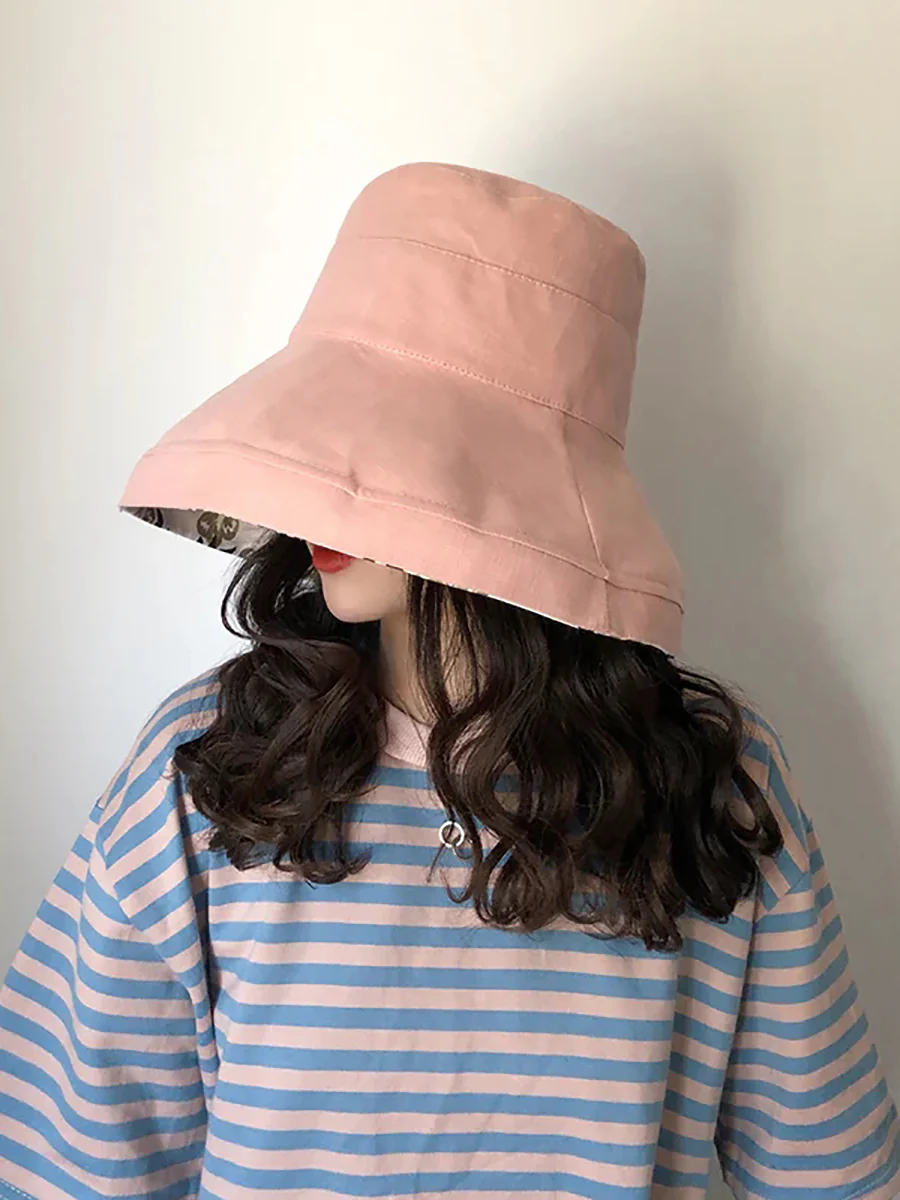 Female Summer Sun Hat Solid Color Foldable Hat - Image 13