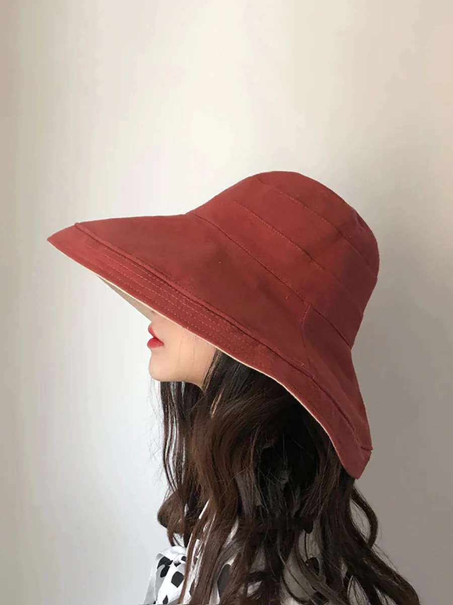Female Summer Sun Hat Solid Color Foldable Hat - Image 14
