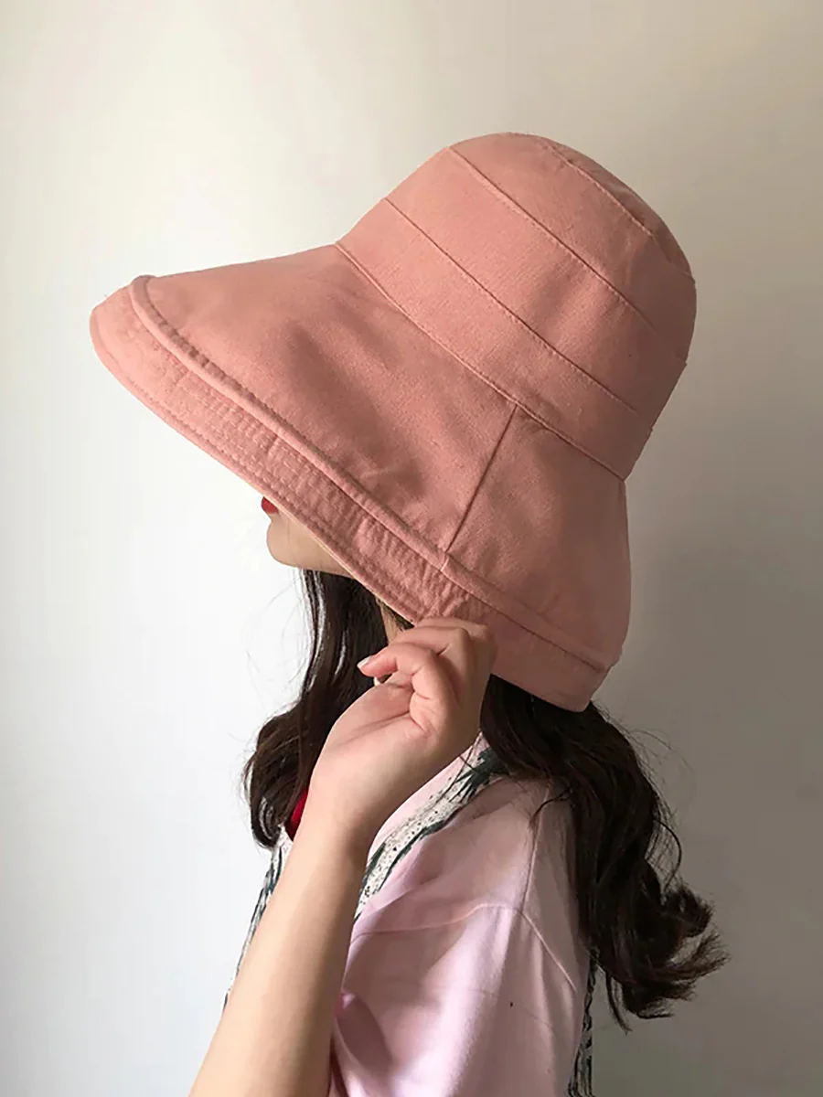 Female Summer Sun Hat Solid Color Foldable Hat - Image 15