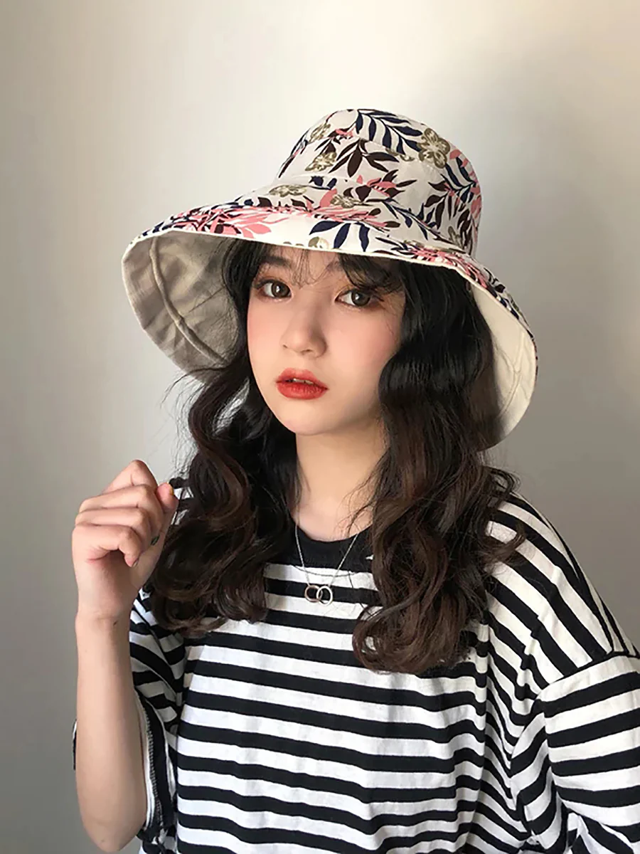 Female Summer Sun Hat Solid Color Foldable Hat - Image 16