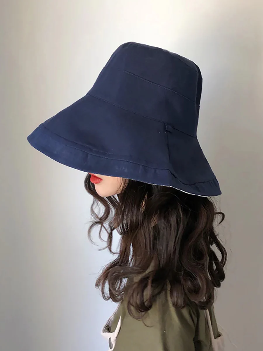 Female Summer Sun Hat Solid Color Foldable Hat - Image 17
