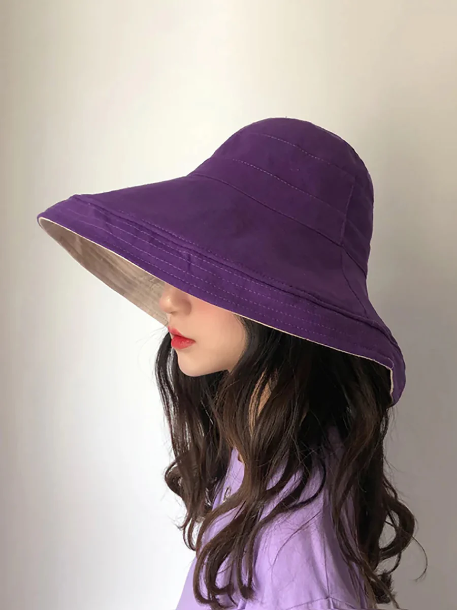 Female Summer Sun Hat Solid Color Foldable Hat - Image 18