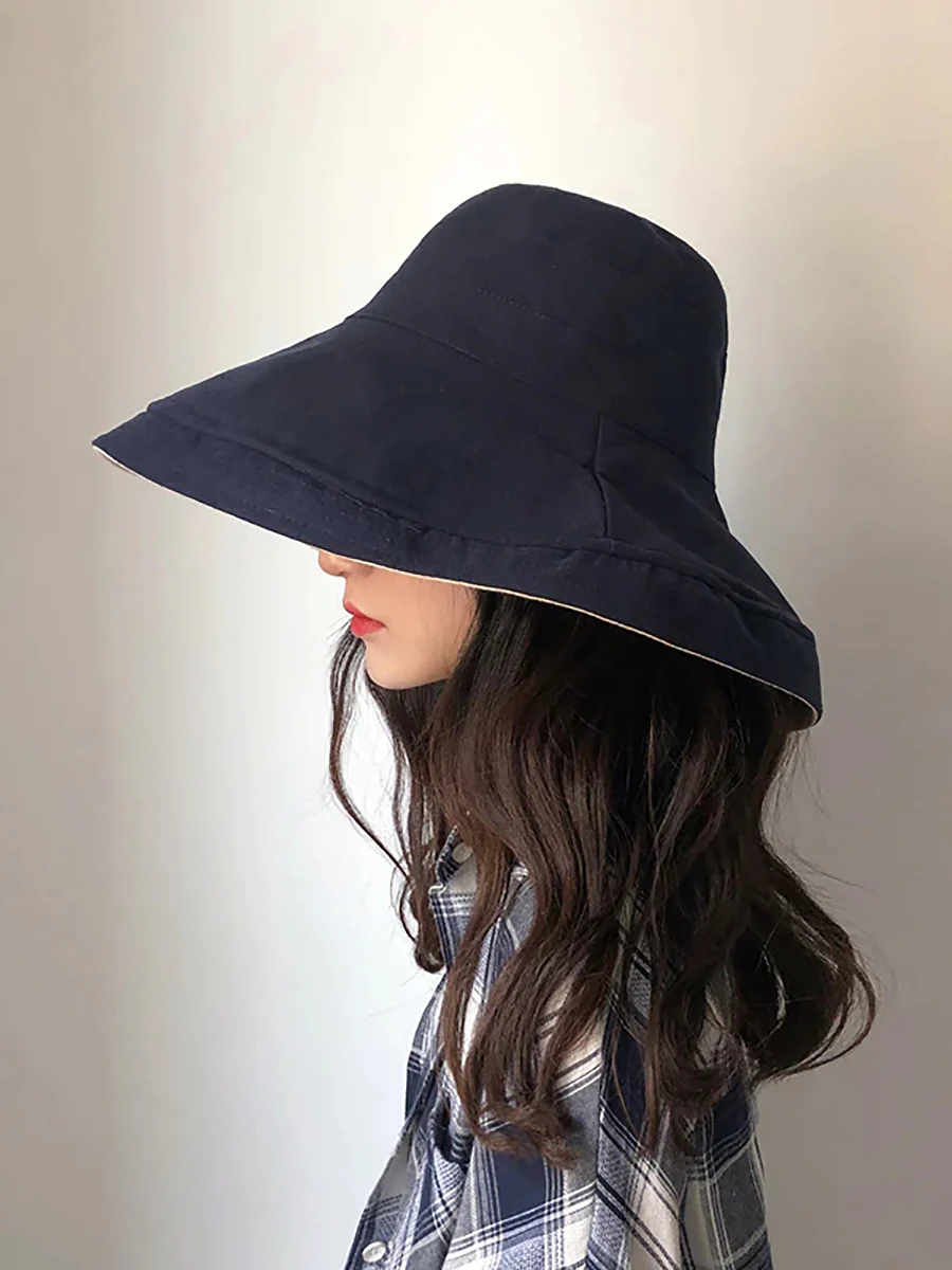 Female Summer Sun Hat Solid Color Foldable Hat - Image 19