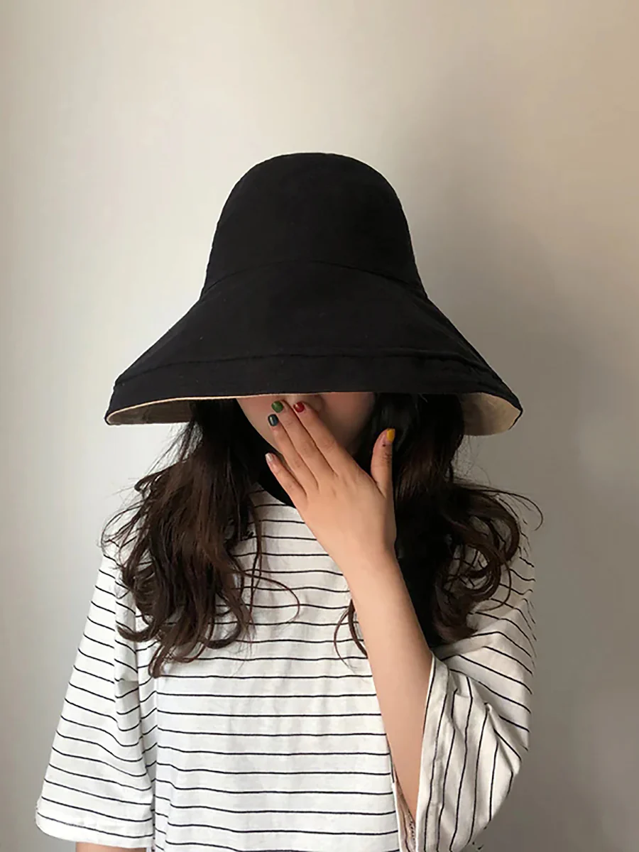 Female Summer Sun Hat Solid Color Foldable Hat - Image 20