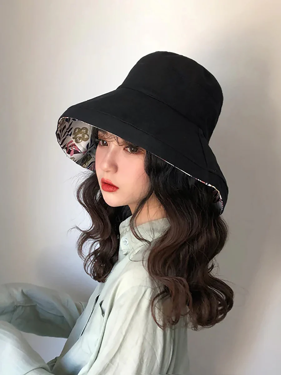 Female Summer Sun Hat Solid Color Foldable Hat - Image 21
