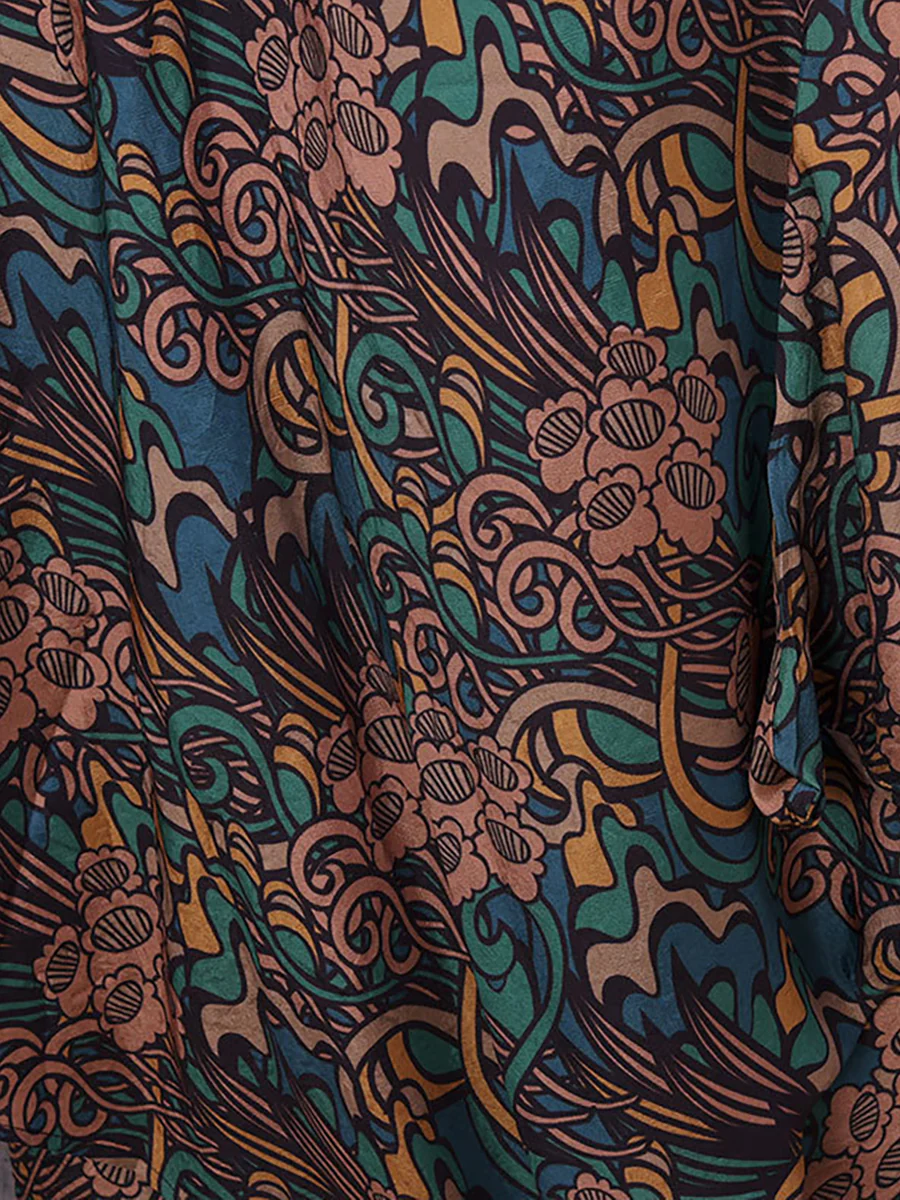 Floral V Neck Summer Vintage Loose Maxi Dress - Image 11