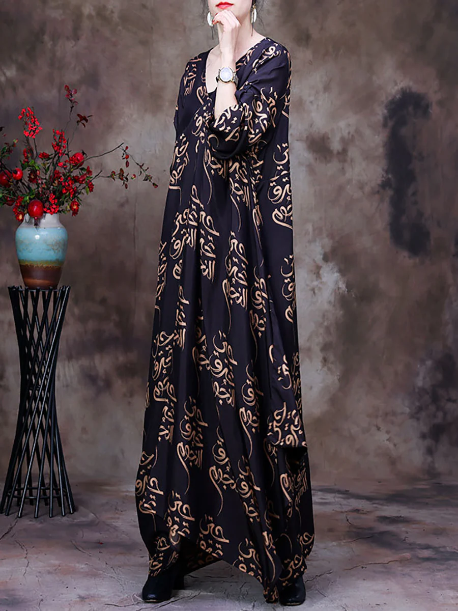 Floral V Neck Summer Vintage Loose Maxi Dress - Image 5