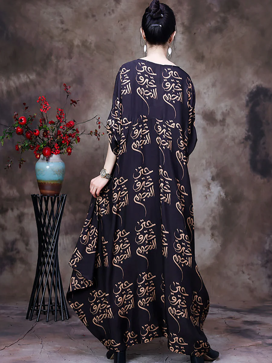 Floral V Neck Summer Vintage Loose Maxi Dress - Image 6