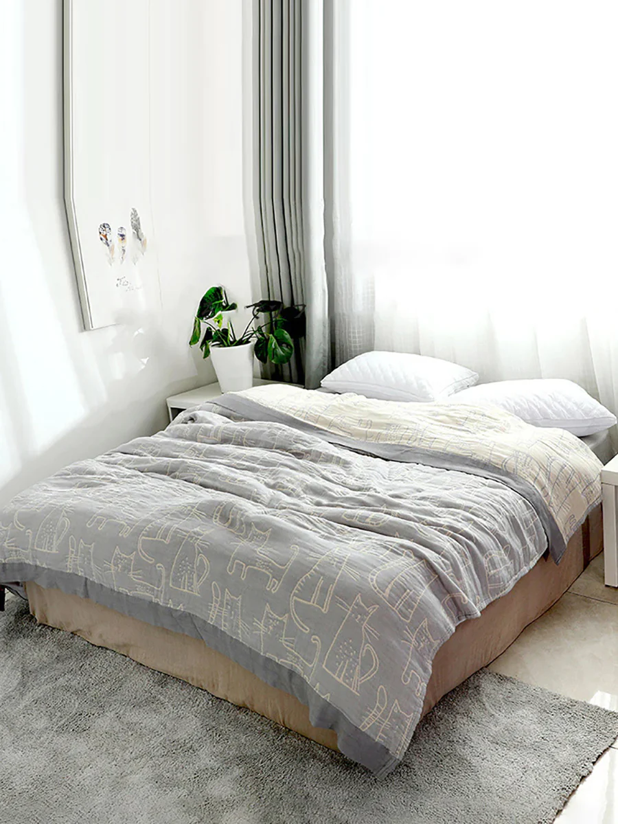 Four Seasons Gauze Towel Blanket Bamboo Cotton Blanket Student Comfortable Quilt - Image 4