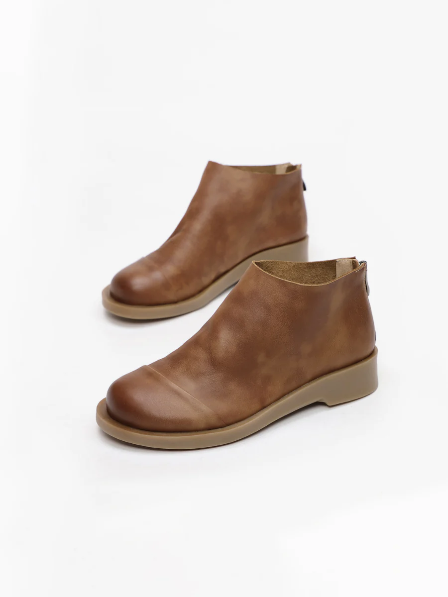 BUYKUD Handmade Genuine Leather Vintage Women Short Boots - Image 12