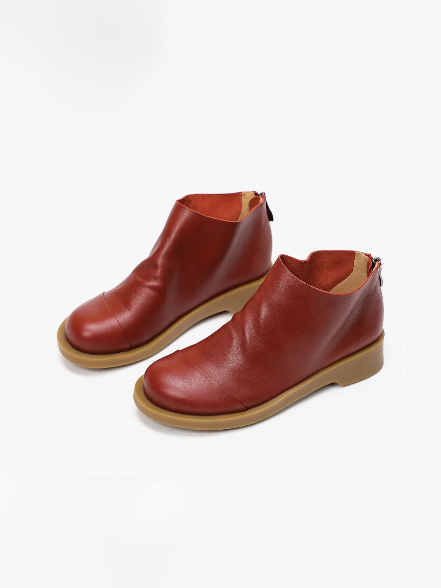 BUYKUD Handmade Genuine Leather Vintage Women Short Boots - Image 13