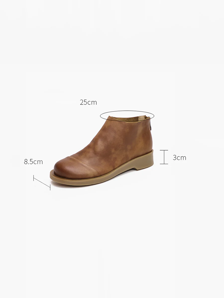 BUYKUD Handmade Genuine Leather Vintage Women Short Boots - Image 14