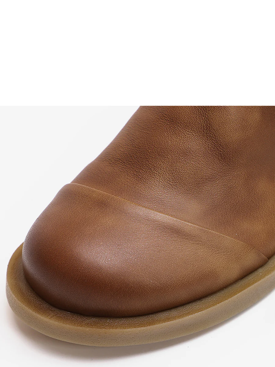 BUYKUD Handmade Genuine Leather Vintage Women Short Boots - Image 7