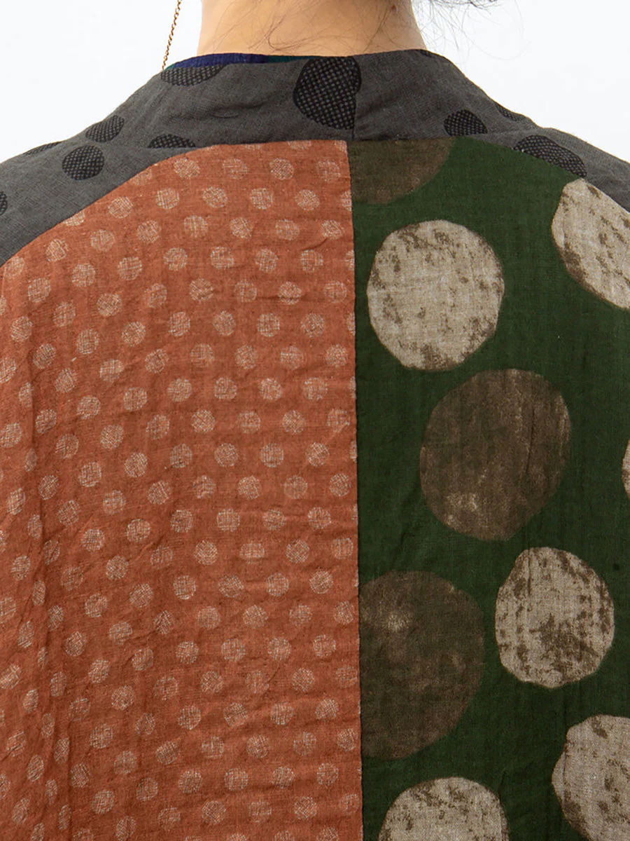 Plus Size Irregular Geometric Pattern Retro Cotton Coat - Image 8