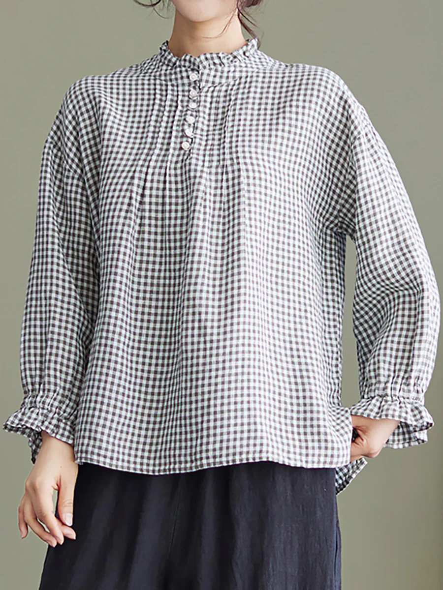 Women Linen Spring Loose Shirt - Image 3
