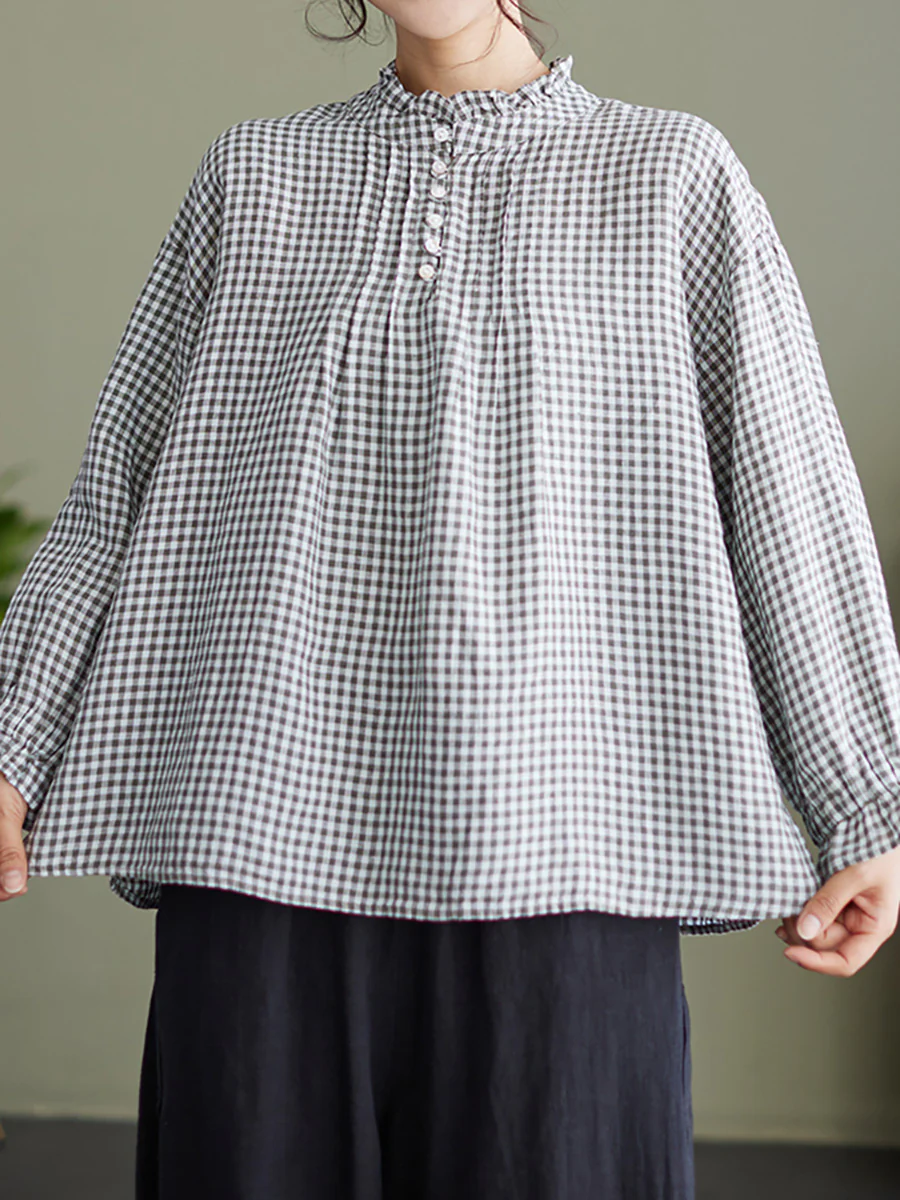 Women Linen Spring Loose Shirt - Image 4